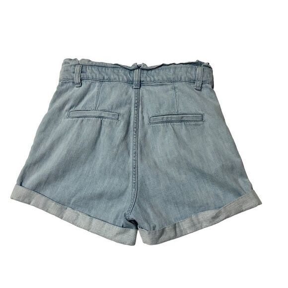 Express Super High Waisted Denim Belted Paperbag Shorts Size 0 - Picture 5 of 7